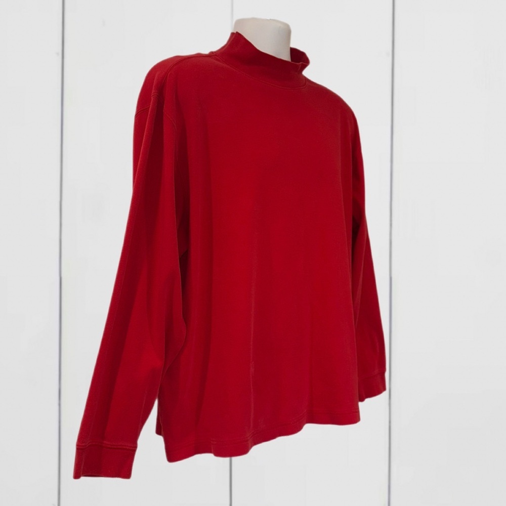 L.L. Bean Men’s Mock Neck Long Sleeve Shirt XL Red Traditional Fit